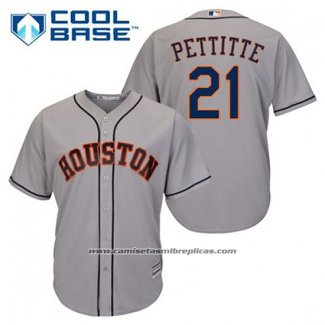 Camiseta Beisbol Hombre Houston Astros Andy Pettitte 21 Gris Cool Base