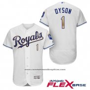 Camiseta Beisbol Hombre Kansas City Royals 1 Jarrod Dyson Blanco 2017 Flex Base