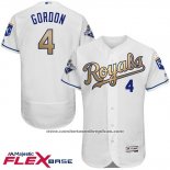 Camiseta Beisbol Hombre Kansas City Royals Alex Gordon World Series Campeones Oro Blanco Flex Base