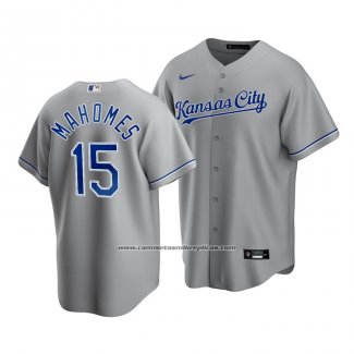 Camiseta Beisbol Hombre Kansas City Royals Patrick Mahomes Replica Cool Base Road Gris