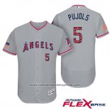 Camiseta Beisbol Hombre Los Angeles Angels 2017 Estrellas y Rayas Albert Pujols Gris Flex Base