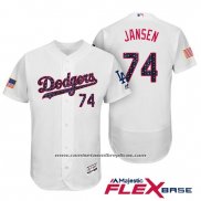 Camiseta Beisbol Hombre Los Angeles Dodgers 2017 Estrellas y Rayas Kenley Jansen Blanco Flex Base