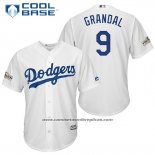 Camiseta Beisbol Hombre Los Angeles Dodgers 2017 Postemporada Yasmani Grandal Blanco Cool Base