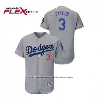 Camiseta Beisbol Hombre Los Angeles Dodgers Chris Taylor Flex Base Gris