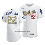 Camiseta Beisbol Hombre Los Angeles Dodgers Clayton Kershaw 2021 Gold Program Patch Autentico Blanco