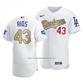 Camiseta Beisbol Hombre Los Angeles Dodgers Edwin Rios 2021 Gold Program Patch Autentico Blanco
