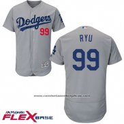 Camiseta Beisbol Hombre Los Angeles Dodgers Hyun Jin Ryu Autentico Collection Flex Base Gris