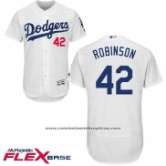 Camiseta Beisbol Hombre Los Angeles Dodgers Jackie Robinson Autentico Collection Blanco Flex Base