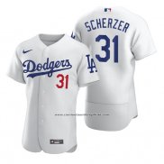 Camiseta Beisbol Hombre Los Angeles Dodgers Max Scherzer Autentico Primera Blanco