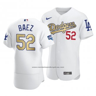 Camiseta Beisbol Hombre Los Angeles Dodgers Pedro Baez 2021 Gold Program Patch Autentico Blanco