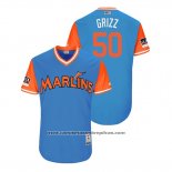 Camiseta Beisbol Hombre Miami Marlins Chris O'grady 2018 LLWS Players Weekend Grizz Azul