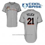 Camiseta Beisbol Hombre Miami Marlins Christian Yelich 21 Gris Cool Base