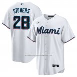 Camiseta Beisbol Hombre Miami Marlins Kyle Stowers Primera Replica Blanco