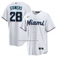 Camiseta Beisbol Hombre Miami Marlins Kyle Stowers Primera Replica Blanco