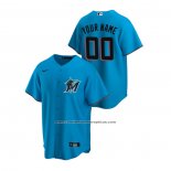 Camiseta Beisbol Hombre Miami Marlins Personalizada Replica Alterno Azul