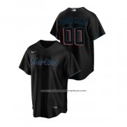 Camiseta Beisbol Hombre Miami Marlins Personalizada Replica Alterno Negro