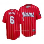Camiseta Beisbol Hombre Miami Marlins Starling Marte 2021 City Connect Replica Rojo