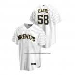 Camiseta Beisbol Hombre Milwaukee Brewers Alex Claudio Replica Alterno Blanco