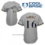Camiseta Beisbol Hombre Milwaukee Brewers Aramis Ramirez 16 Gris Cool Base