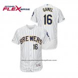 Camiseta Beisbol Hombre Milwaukee Brewers Ben Gamel Autentico Flex Base Blanco Azul