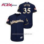 Camiseta Beisbol Hombre Milwaukee Brewers Brent Suter 2019 Entrenamiento de Primavera Flex Base Azul