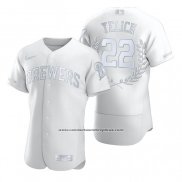 Camiseta Beisbol Hombre Milwaukee Brewers Christian Yelich Award Collection NL MVP Blanco