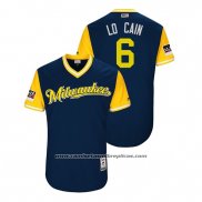 Camiseta Beisbol Hombre Milwaukee Brewers Lorenzo Cain 2018 LLWS Players Weekend Lo Cain Azul