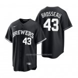 Camiseta Beisbol Hombre Milwaukee Brewers Mike Brosseau Replica Blanco Negro