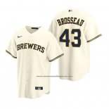 Camiseta Beisbol Hombre Milwaukee Brewers Mike Brosseau Replica Primera Crema