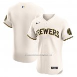 Camiseta Beisbol Hombre Milwaukee Brewers Primera Elite Crema