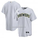 Camiseta Beisbol Hombre Milwaukee Brewers Primera Replica Blanco