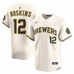Camiseta Beisbol Hombre Milwaukee Brewers Rhys Hoskins Alterno Limited Crema