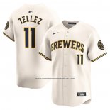 Camiseta Beisbol Hombre Milwaukee Brewers Rowdy Tellez Primera Limited Crema