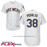 Camiseta Beisbol Hombre Milwaukee Brewers Wily Peralta Blanco Autentico Collection Flex Base