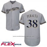 Camiseta Beisbol Hombre Milwaukee Brewers Wily Peralta Gris Autentico Collection Flex Base