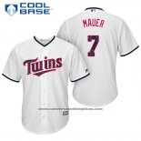 Camiseta Beisbol Hombre Minnesota Twins 2017 Estrellas y Rayas Joe Mauer Blanco Cool Base