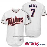 Camiseta Beisbol Hombre Minnesota Twins 2017 Postemporada Joe Mauer Blanco Flex Base