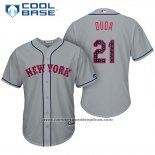 Camiseta Beisbol Hombre New York Mets 2017 Estrellas y Rayas Lucas Duda Gris Cool Base