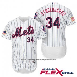 Camiseta Beisbol Hombre New York Mets 2017 Estrellas y Rayas Noah Syndergaard Blanco Flex Base