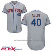 Camiseta Beisbol Hombre New York Mets 40 Bartolo Colon Gris Flex Base
