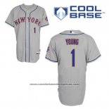 Camiseta Beisbol Hombre New York Mets Chris Young 1 Gris Cool Base