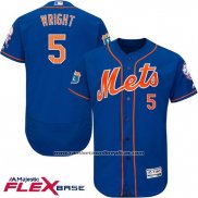 Camiseta Beisbol Hombre New York Mets David Wright Azul Flex Base Autentico On Field