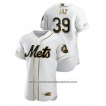 Camiseta Beisbol Hombre New York Mets Edwin Diaz Golden Edition Autentico Blanco