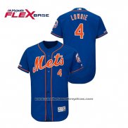 Camiseta Beisbol Hombre New York Mets Jed Lowrie 150th Aniversario Patch Flex Base Azul