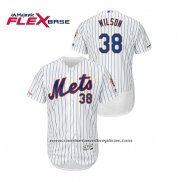 Camiseta Beisbol Hombre New York Mets Justin Wilson 150th Aniversario Patch Autentico Flex Base Blanco