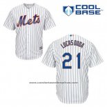 Camiseta Beisbol Hombre New York Mets Lucas Duda 21 Blanco Primera Cool Base