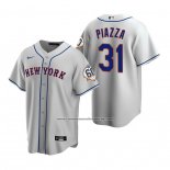 Camiseta Beisbol Hombre New York Mets Mike Piazza Replica Gris
