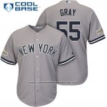 Camiseta Beisbol Hombre New York Yankees 2017 Postemporada Sonny Gray Gris Cool Base