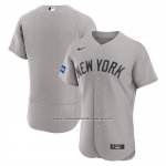 Camiseta Beisbol Hombre New York Yankees Segunda Sponsor Patch Autentico Gris