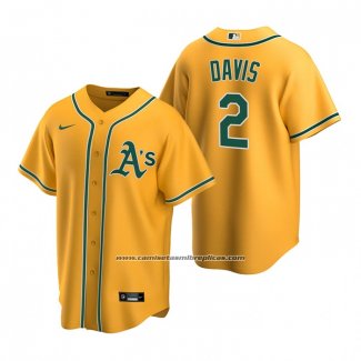 Camiseta Beisbol Hombre Oakland Athletics Khris Davis Replica Alterno Oro